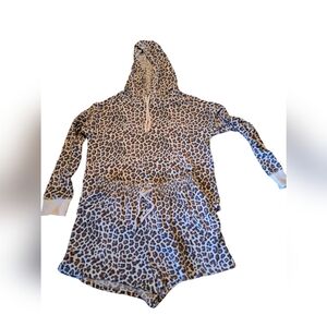 Victoria's Secret Animal Print Hooded Lounge Wear Size Medium